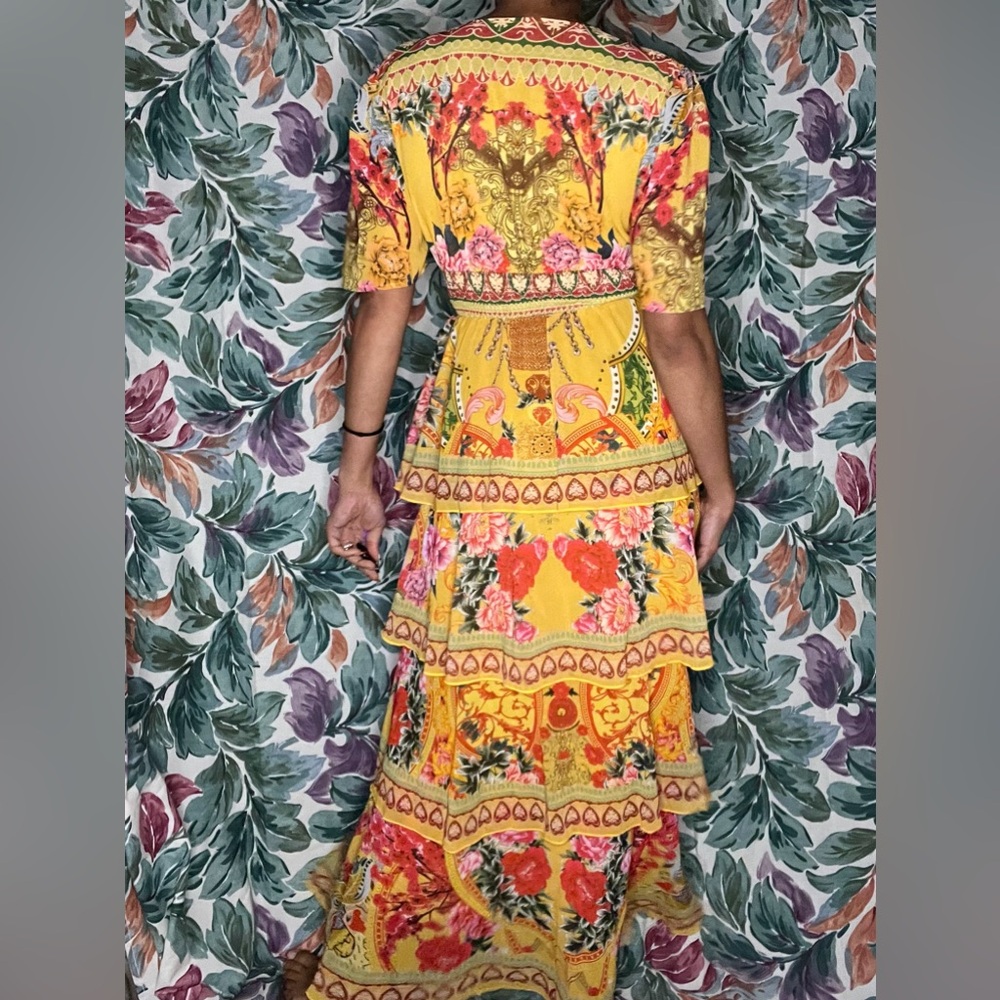 Yellow Handmade Ruffle Floral Maxi Dress - Picture 5 of 5